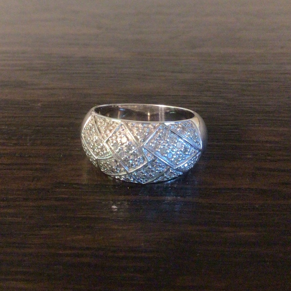 Sterling Silver White Diamond Dome Ring